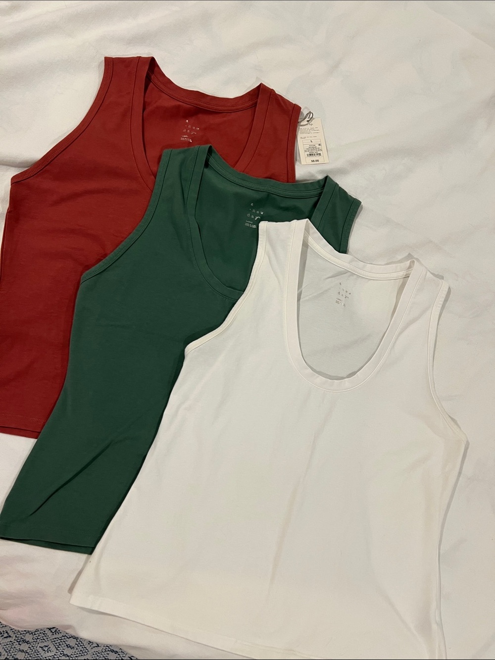 Women’s Scoop Neck Tank Top - White, Green, Rust